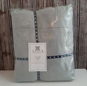 Amalia Home Collection Novo Stonewashed Linen King Flat Sheet